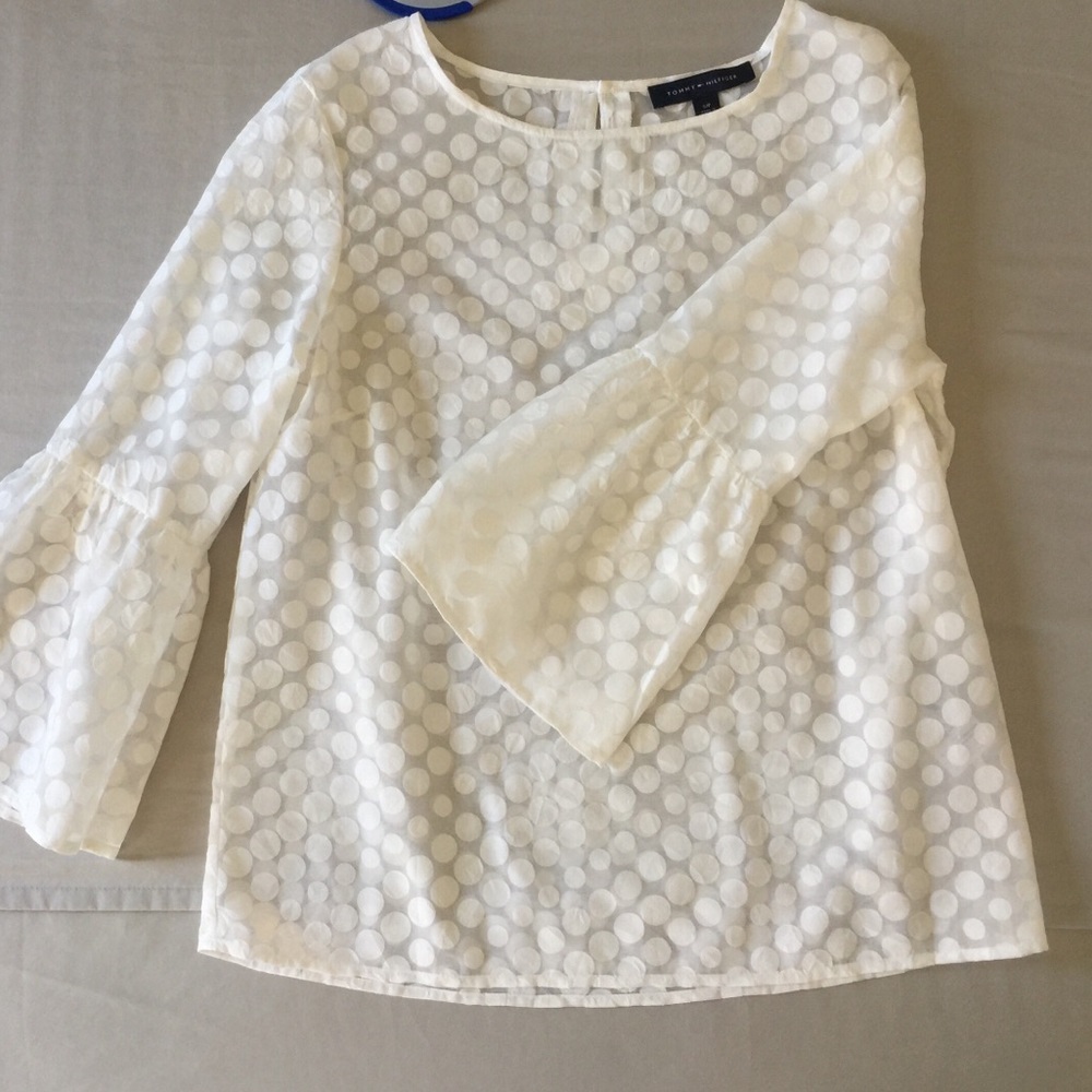 TOMMY HILFIGER WHITE POLKA DOT BLOUSE